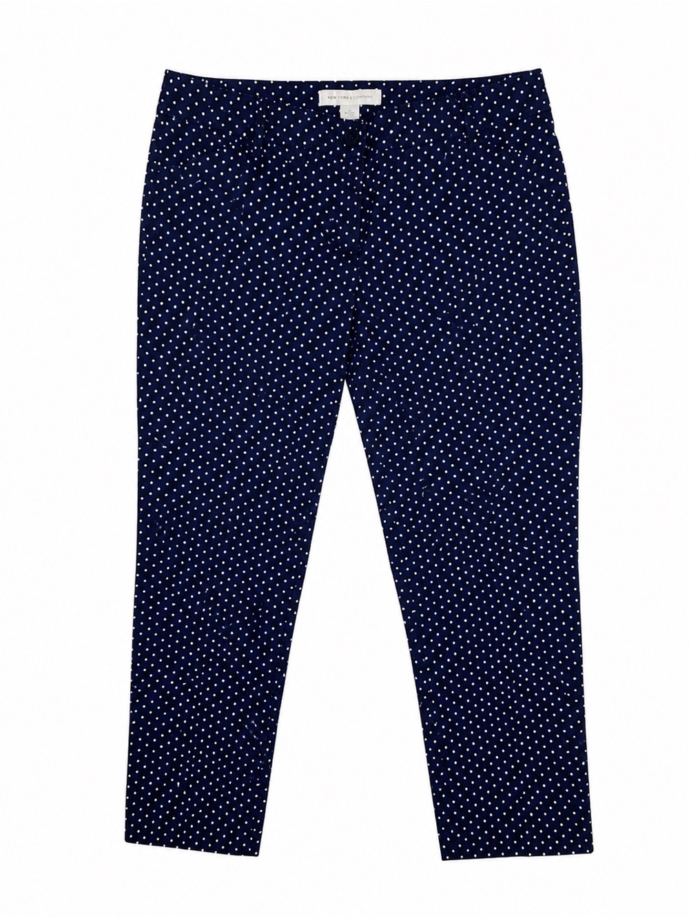New York & Company Navy Blue Polka Dot Cropped Pants Women’s Size 6 Stretch